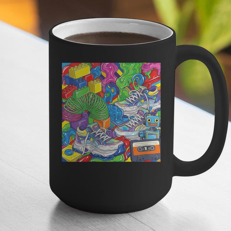 Colorful Kidcore 90s Nostalgia Meme Sneakers Robot Toy Slime Graphic Print Coffee Mug