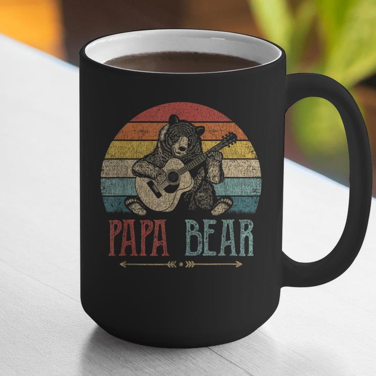Cute Papa Bear Vintage Father's Day Retro Dad Guitar Graphic Print Coffee Mug