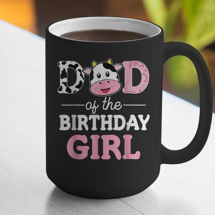 Dad Of The Birthday Girl Shirt Farm Cow Daddy Papa 1st Graphic Print Coffee Mug