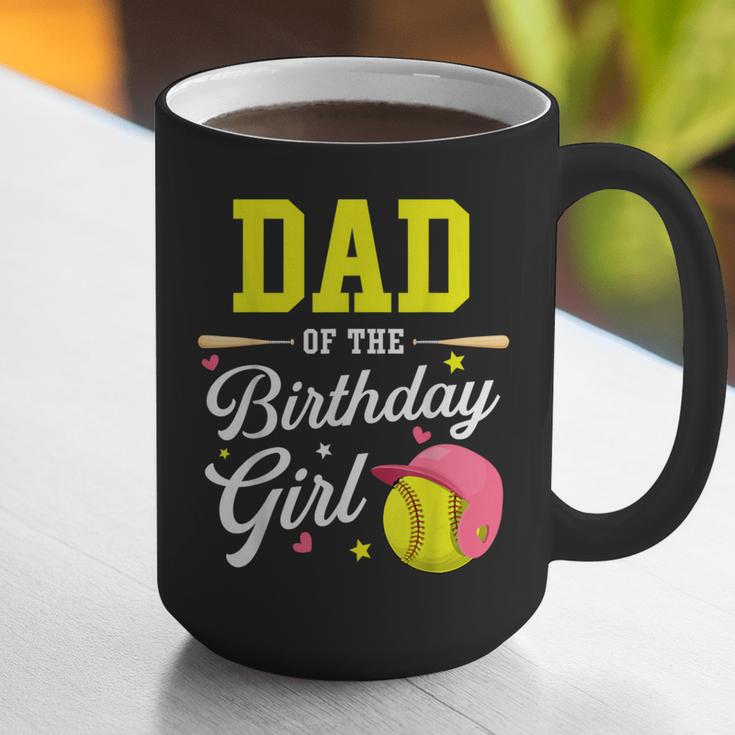 Dad Of The Birthday Girl Softball Player Theme B-Day Daddy Graphic Print Coffee Mug