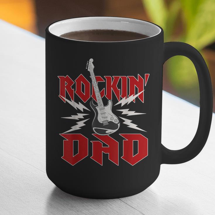 Dad Rockin One Birthday Family Matching Rock Guitar Graphic Print Coffee Mug