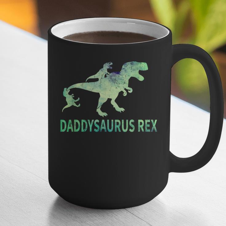 DaddysaurusRex Dinosaur Daddy Saurus Dad 2 Two Kids Dino Graphic Print Coffee Mug