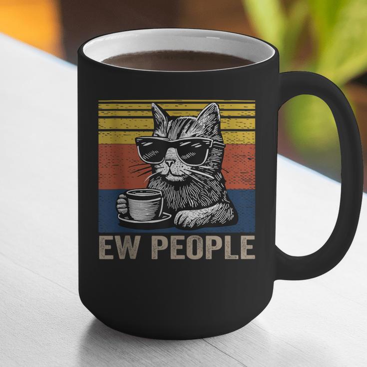Ew People Introvert Cat Lover Crazy Vintage Cat Lady Graphic Print Coffee Mug