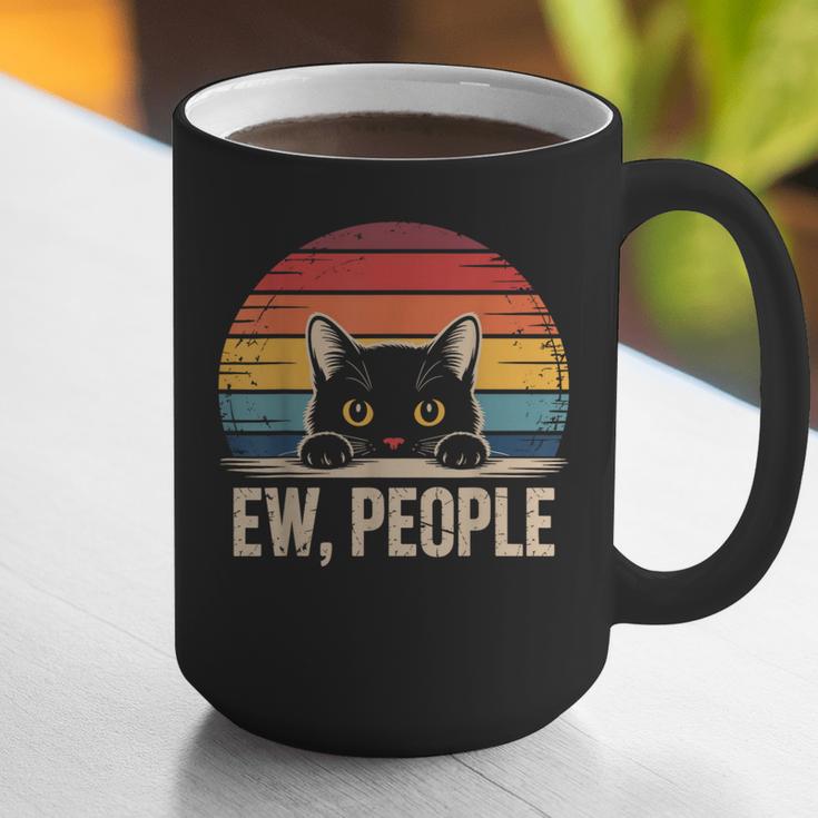 Ew People Retro Vintage Anti Social Cat Introvert Graphic Print Coffee Mug
