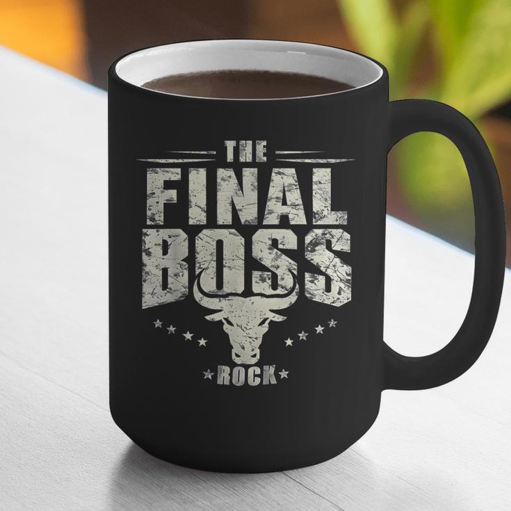 The Final Boss Vintage Rock Bull Fun Tee For Strong Dads Graphic Print Coffee Mug