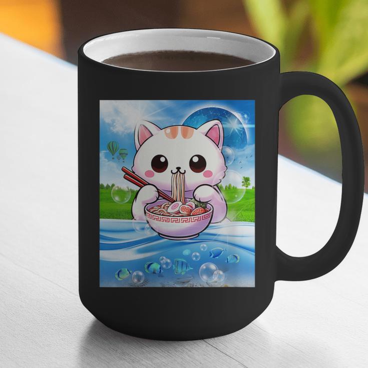 Frutiger Aero Aesthetic Tech Kawaii Ramen Cat Fishes Graphic Print Coffee Mug