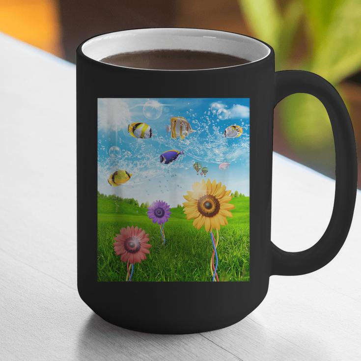 Frutiger Aero Aesthetic Tech Scenery Fishes Sunflower Graphic Print Coffee Mug Frutiger Aero Aesthetic Tech Scenery Fishes Sunflower Graphic Print Coffee Mug