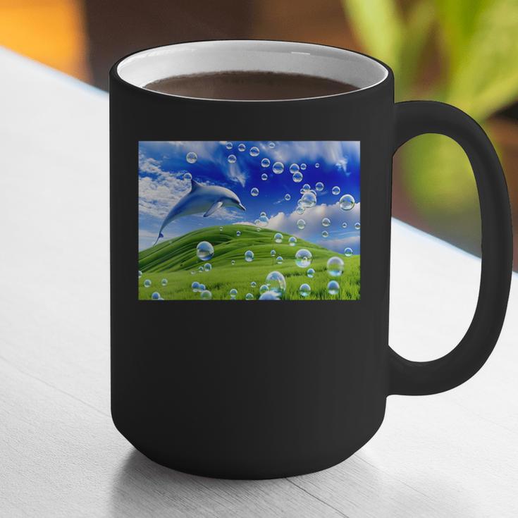 Frutiger Aero Dolphin Meadow Aesthetic Y2k 2000s Ironic Graphic Print Coffee Mug Frutiger Aero Dolphin Meadow Aesthetic Y2k 2000s Ironic Graphic Print Coffee Mug