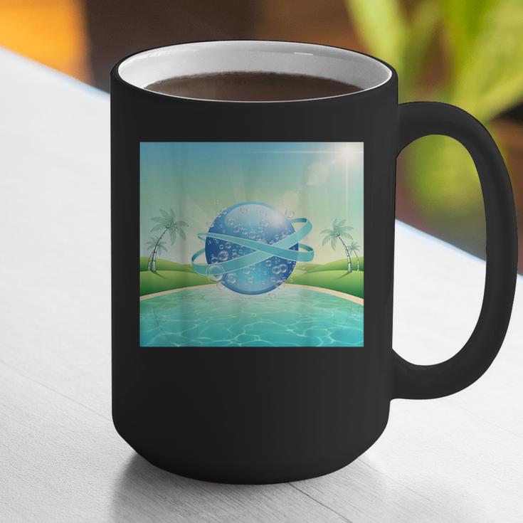 Frutiger Aero Y2k Aesthetic Palm Trees Cyber Beach World Graphic Print Coffee Mug