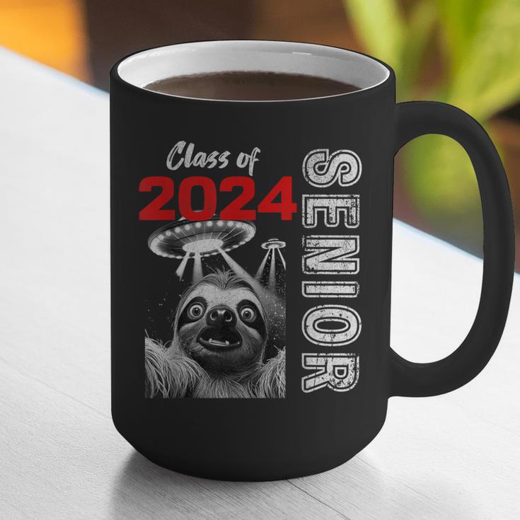 Fun Trendy UFO Sloth Graduation Class Of 2024 Senior Graphic Print Coffee Mug