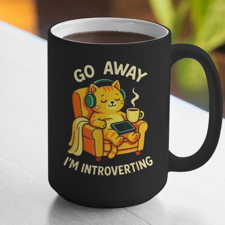 Go Away I'm Introverting Cat Coffee Headphones Graphic Print Coffee Mug Go Away I'm Introverting Cat Coffee Headphones Graphic Print Coffee Mug