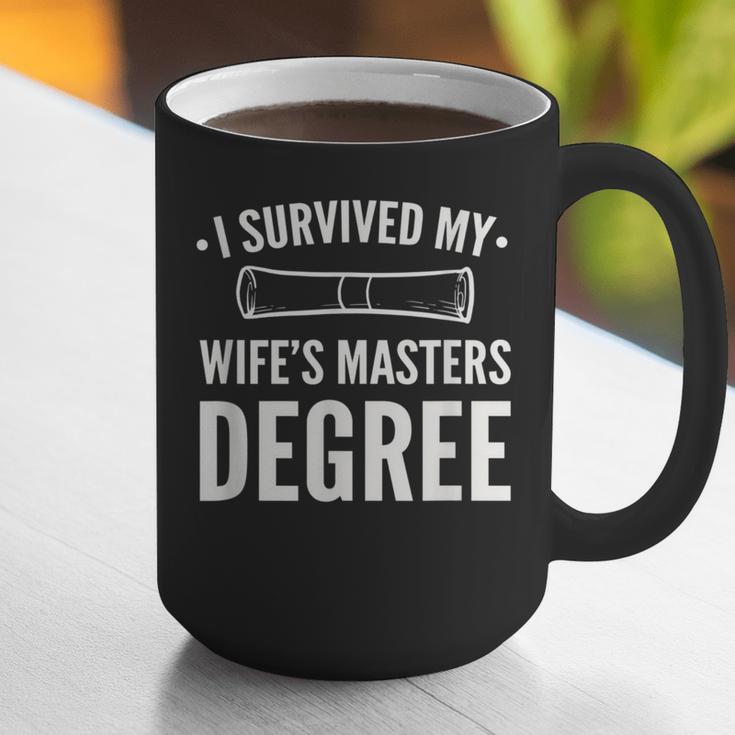 Graduation Day Husband I Survived My Wifes Masters Degree Graphic Print Coffee Mug