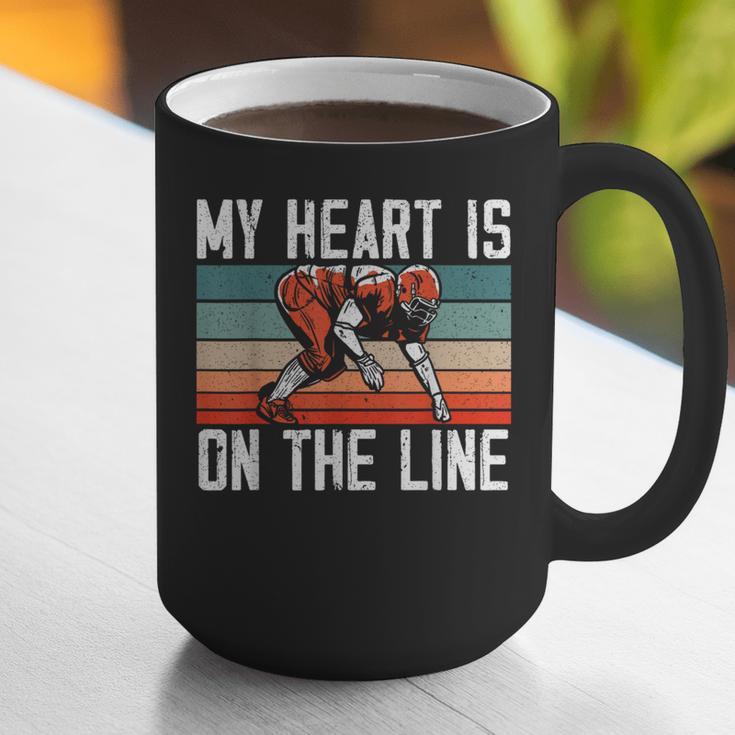 My Heart Is On The Line Football Mom Dad Offensive Lineman Graphic Print Coffee Mug