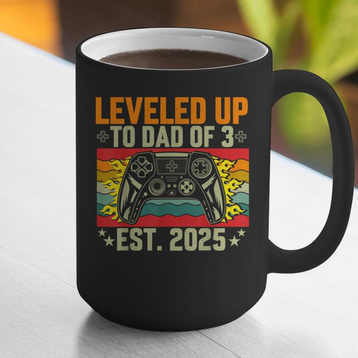Leveled Up To Dad Of 3 Three Daddy Again 2025 Father's Day Graphic Print Coffee Mug