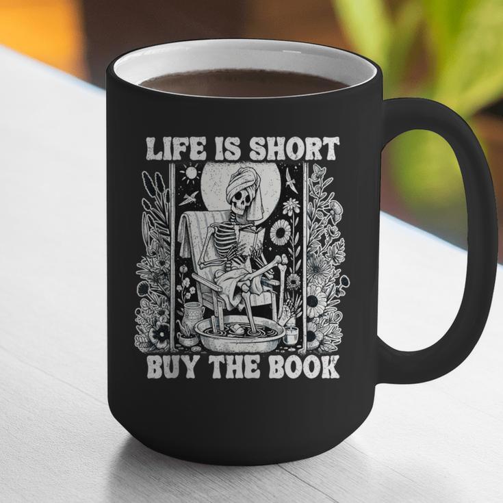 Life Is Short Buy The Book Introvert Skeleton Reading Graphic Print Coffee Mug