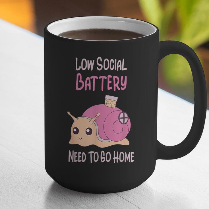 Low Social Battery Cute Snail With House Introvert Cozy Home Graphic Print Coffee Mug