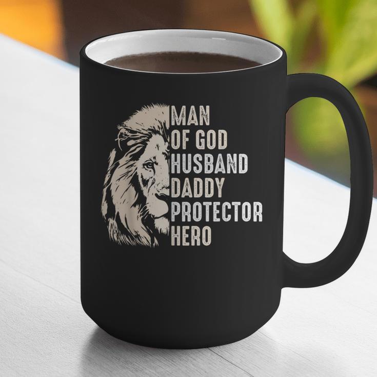 Man Of God Husband Daddy Protector Hero Lion Father's Day Graphic Print Coffee Mug