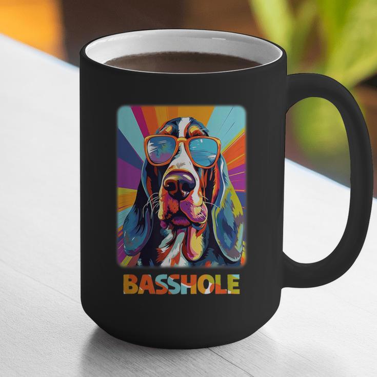 Mom & Dad Of a Basshole Basset Hound With Glasses -Adults Short Sleeve Graphic Print Coffee Mug