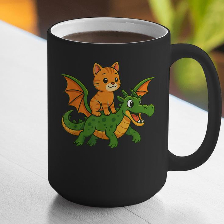 Orange Cat Dragon Riding Animal Lover Mom Dad Kids Graphic Print Coffee Mug