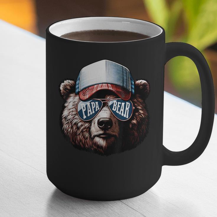 Papa Bear Face Cool Dad Style Retro Fathers Day Daddy Bear Graphic Print Coffee Mug