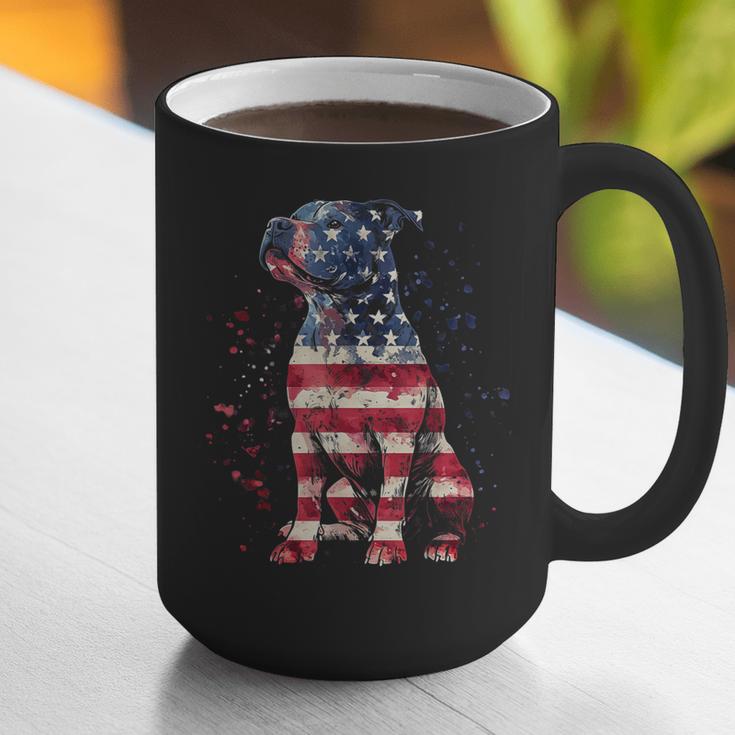 Patriotic Pitbull American Flag 4th Of July Dog Pitbull Dad Graphic Print Coffee Mug