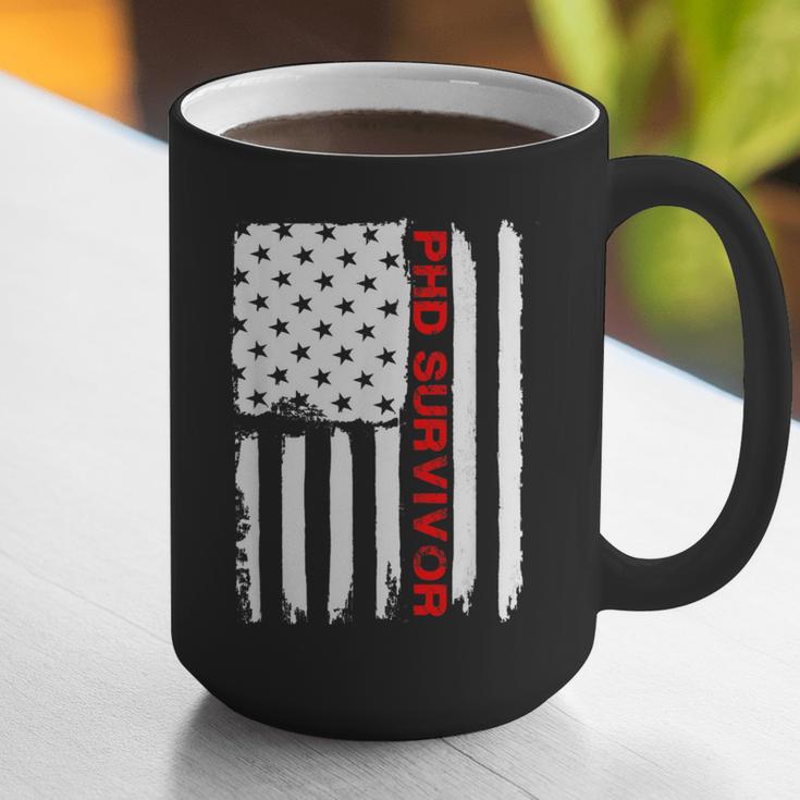 PhD Survivor Graduation American Flag Shirt Degree Tee Women Kids Men Graphic Print Coffee Mug