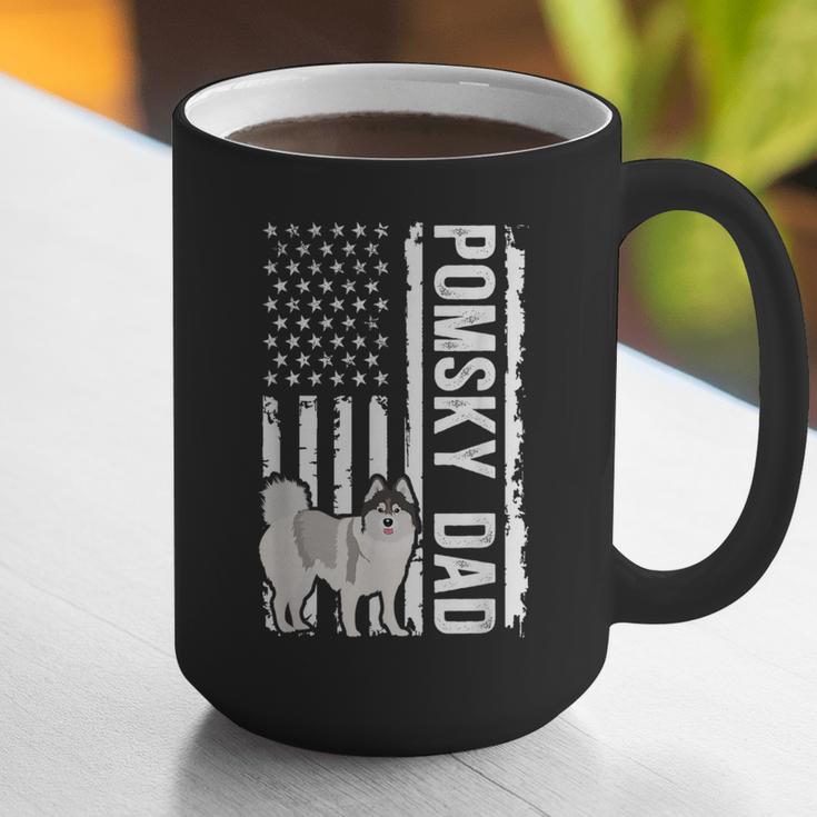 Pomsky Dad American Flag Pomsky Owner Pomsky Lover Graphic Print Coffee Mug