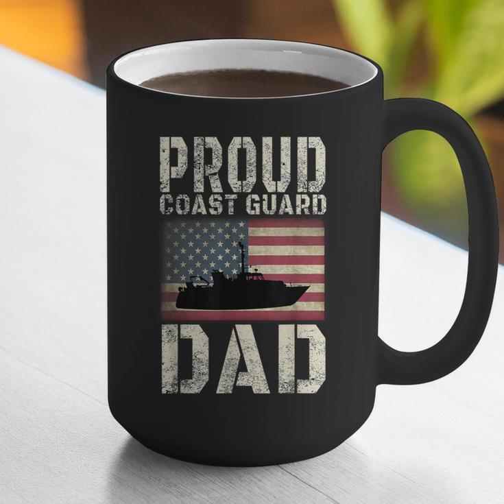 Proud Coast Guard Dad USCG American Flag T-Shirt Graphic Print Coffee Mug