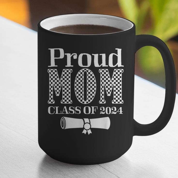 Proud Mom Of a 2024 Graduate Mama Checkered Graduation Graphic Print Coffee Mug