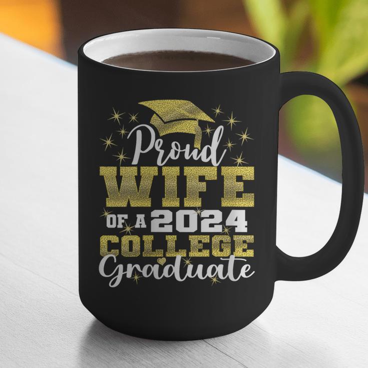 Proud Wife Of 2024 College Graduate Family 24 Graduation Graphic Print Coffee Mug