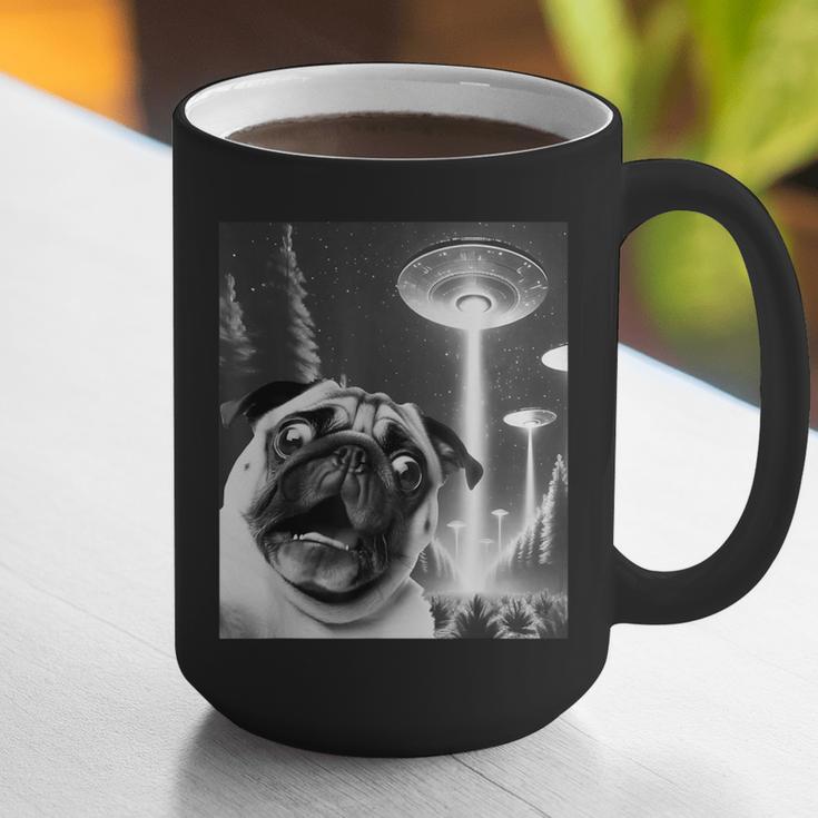 Pug Alien UFO Taking a Selfie Dog Mom Dad Graphic Print Coffee Mug