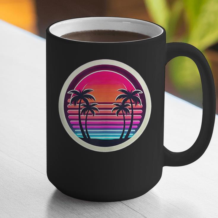 Retro 80s Synthwave Sunset & Palm Trees Retro Nostalgia 80s Graphic Print Coffee Mug