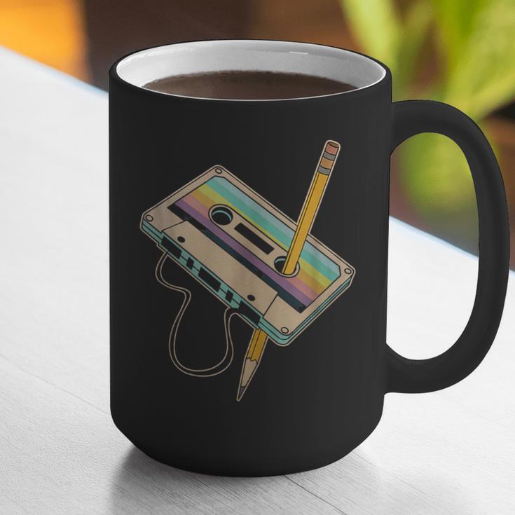 Retro Cassette And Pencil 80s 90s Nostalgia Music Lover Graphic Print Coffee Mug Retro Cassette And Pencil 80s 90s Nostalgia Music Lover Graphic Print Coffee Mug