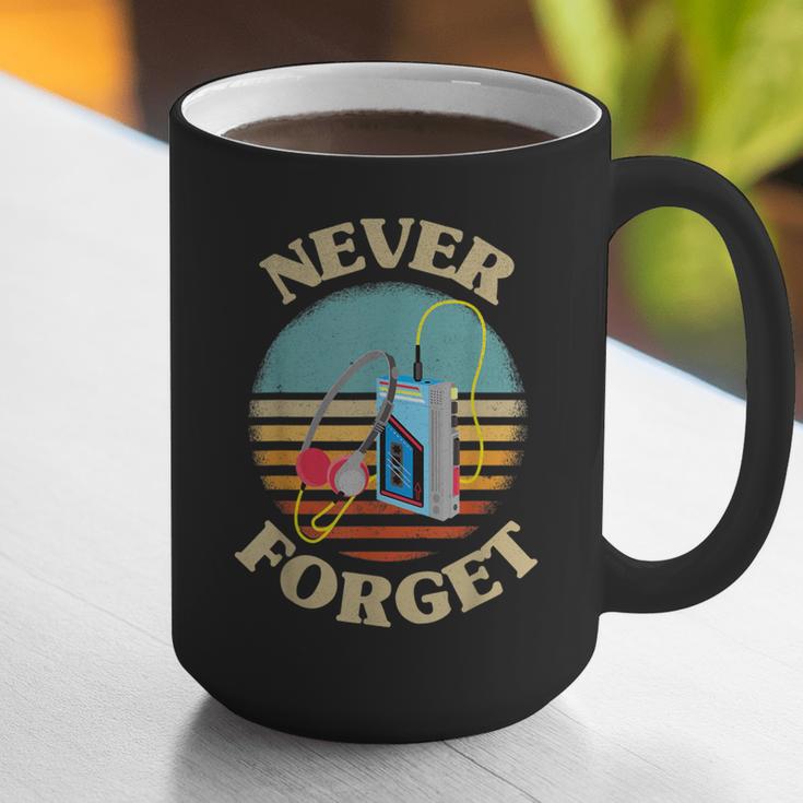 Retro Cassette Player Never Forget Nostalgia Vintage Graphic Print Coffee Mug