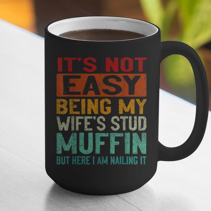 Retro Fathers Day Not Easy Being My Wifes Stud Muffin Dad Graphic Print Coffee Mug