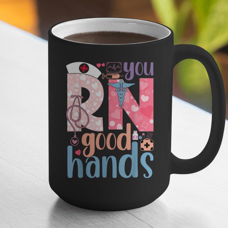 You RN Good Hands Cute Nurse Nursing Student Graduation Graphic Print Coffee Mug