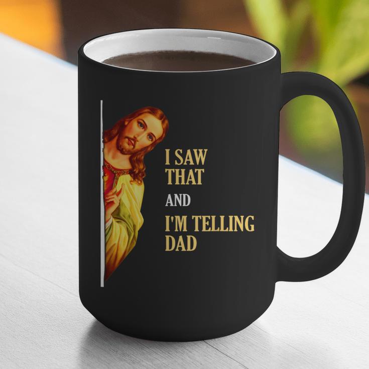 I Saw That I'm Telling Dad Religious Christian Jesus Graphic Print Coffee Mug