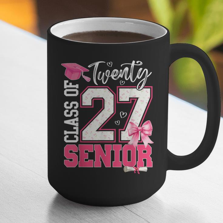 Senior 2027 Class Of 2027 Pink Coquette Bow Graduation Girl Graphic Print Coffee Mug