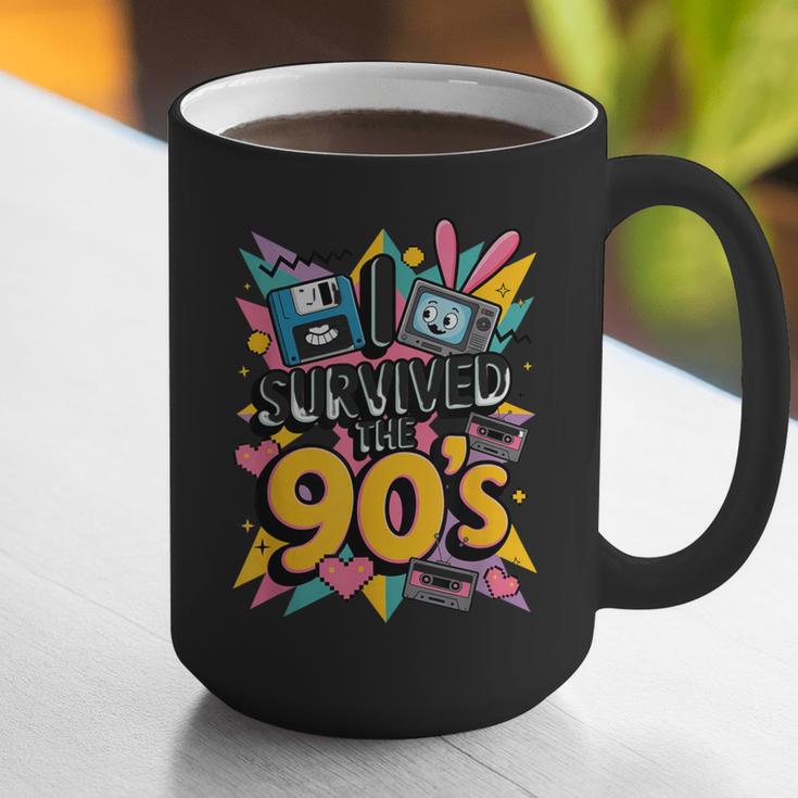 I Survived The 90s – Cute Retro Cartoon Nostalgia Graphic Print Coffee Mug