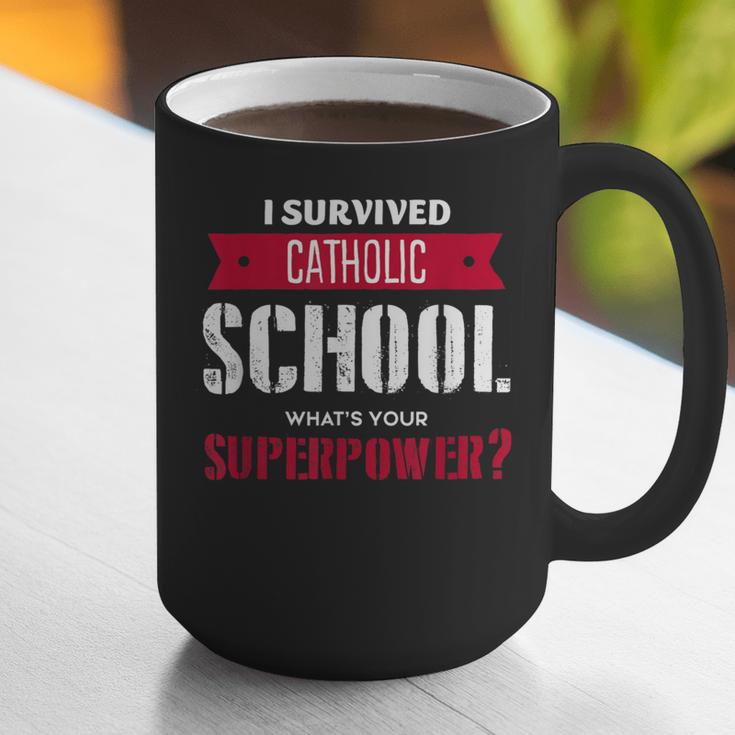 I Survived Catholic School Shirt Catholic Graduation Graphic Print Coffee Mug