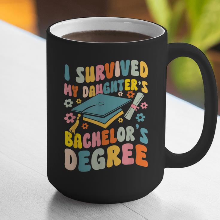 i Survived My Daughter's Bachelors Degree Groovy Graduation Graphic Print Coffee Mug