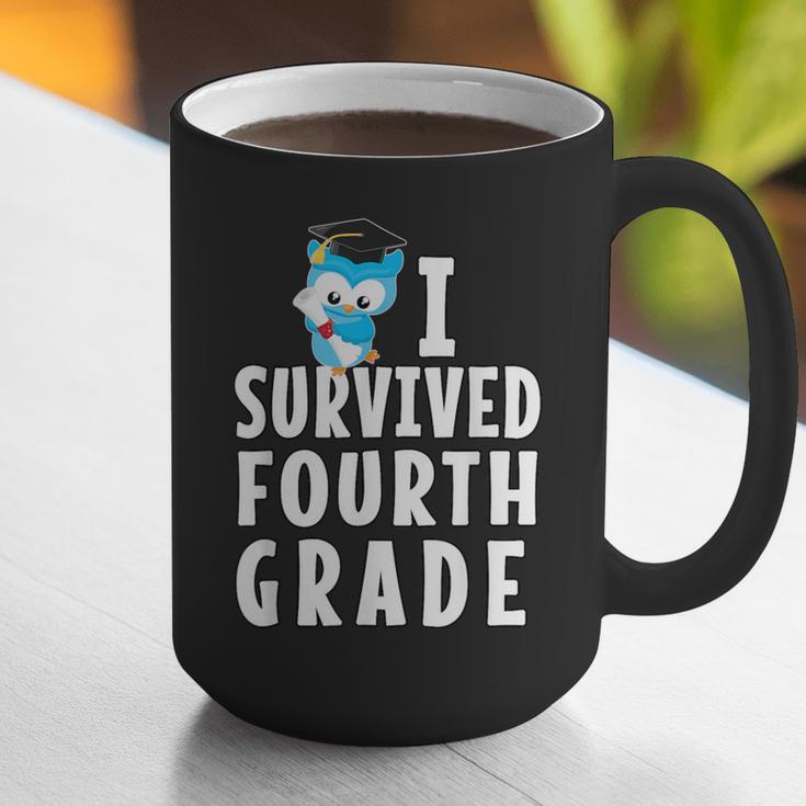 I Survived Fourth Grade Graduation Kids Owl Grad Graphic Print Coffee Mug