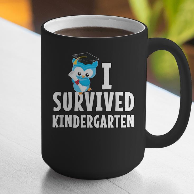 I Survived Kindergarten Graduation Kids Owl Grad Graphic Print Coffee Mug