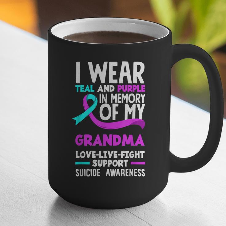 Teal & Purple In Memory Of My Grandma Suicide Prevention Graphic Print Coffee Mug Teal & Purple In Memory Of My Grandma Suicide Prevention Graphic Print Coffee Mug