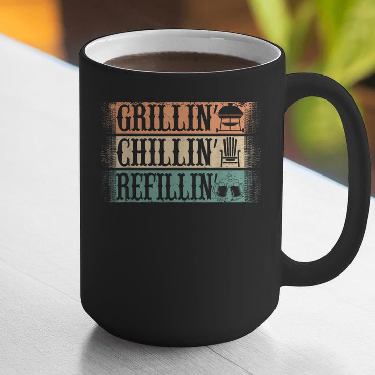 Vintage Grill Dad Grilling Chilling Refilling Graphic Print Coffee Mug