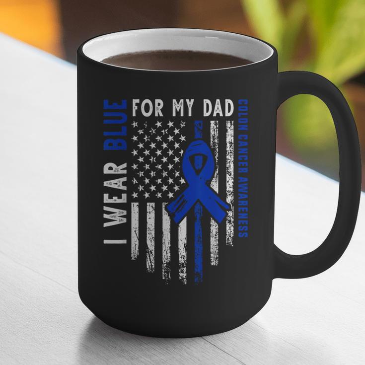 I Wear Blue For My Dad Colon Cancer Awareness Blue USA Flag Graphic Print Coffee Mug
