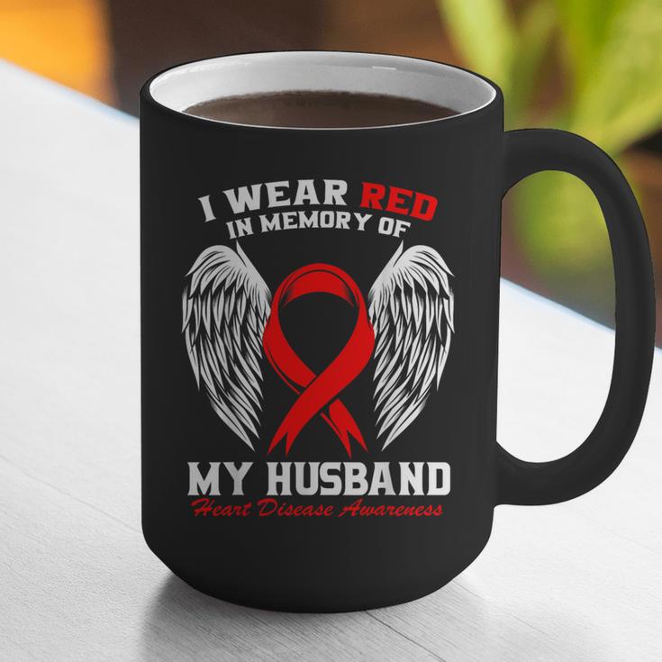 I Wear Red In Memory Of My Husband Heart Disease Awareness Graphic Print Coffee Mug