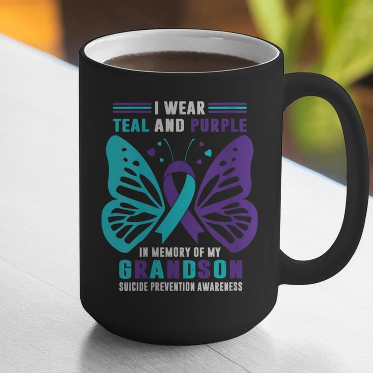 I Wear Teal And Purple In Memory Of My Grandson Graphic Print Coffee Mug I Wear Teal And Purple In Memory Of My Grandson Graphic Print Coffee Mug
