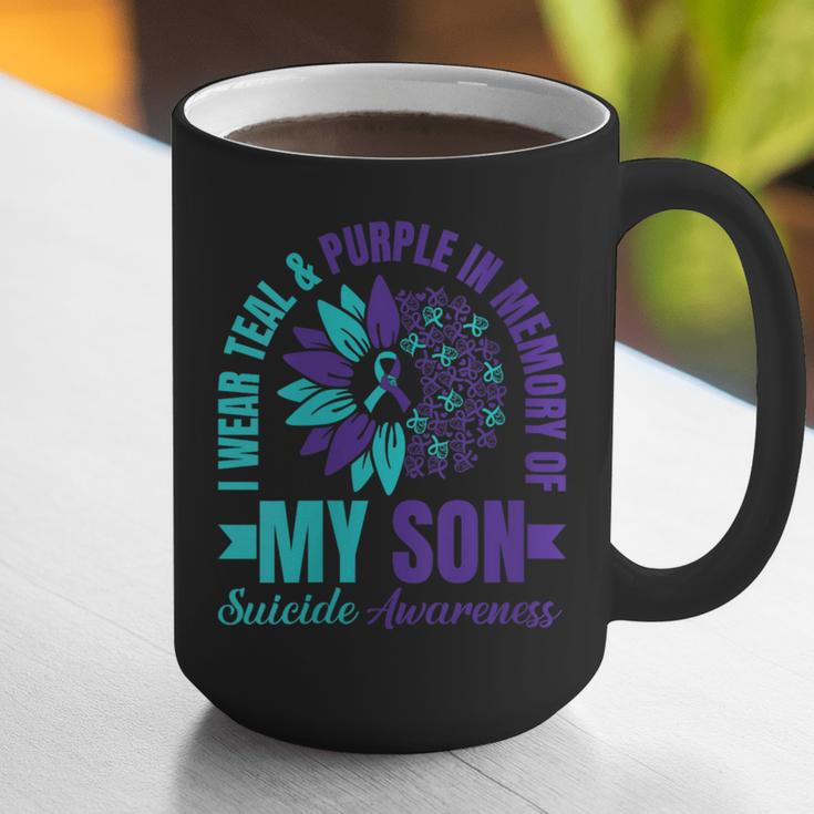 I Wear Teal Purple In Memory Of My Son Suicide Awareness Graphic Print Coffee Mug