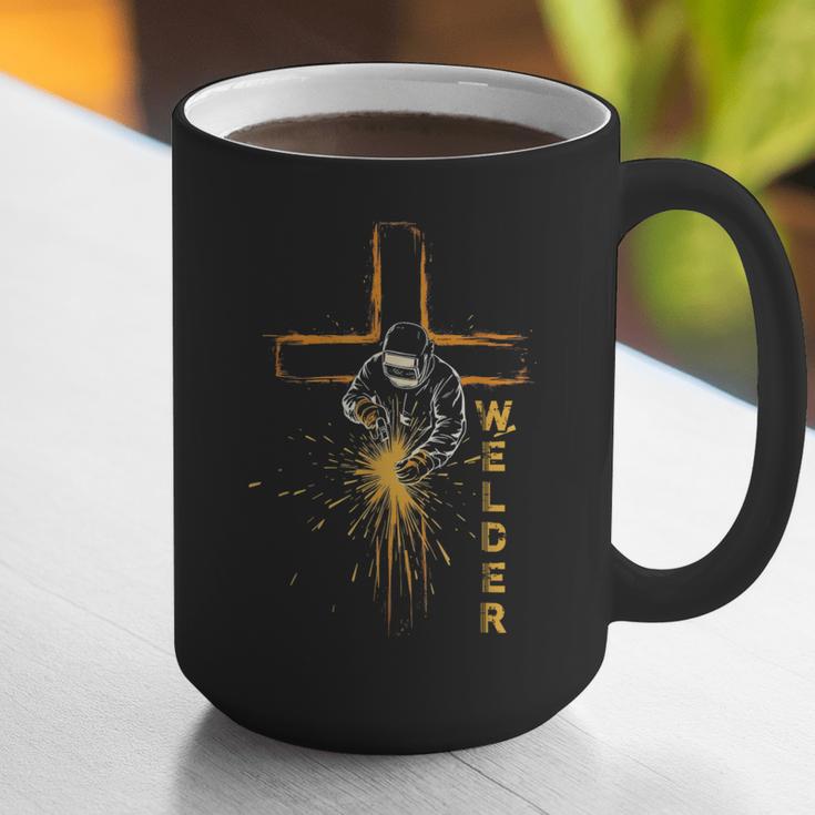 Welder Christian Cross Weld Welding Dad Jesus Lover Graphic Print Coffee Mug